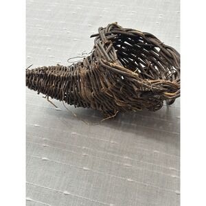 Cornucopia Horn of plenty Basket Harvest Thanksgiving Fall Vintage Wicker 11.5"